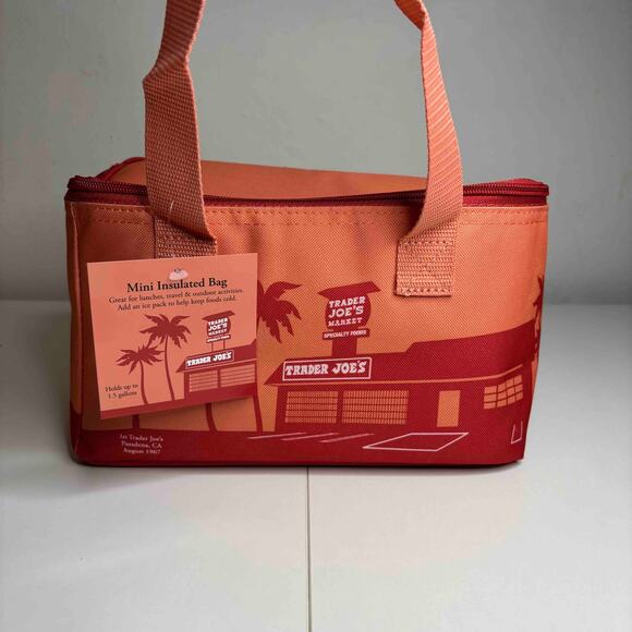 Set of 5 Trader Joe’s Mini Insulated Cooler Tote Bags Summer — Peach Orange NWT! - Picture 2 of 15